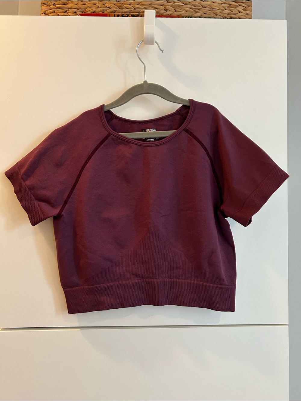 Kids Short Sleeve Pullover Top in Burgundy - Athletic Top for Dance - L